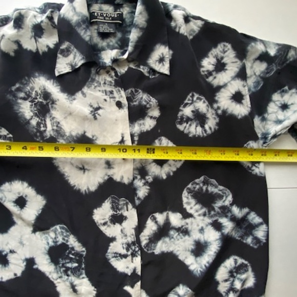 Et Vous Black and White Dandelion Fine Silk Blouse Size Small - Picture 9 of 11